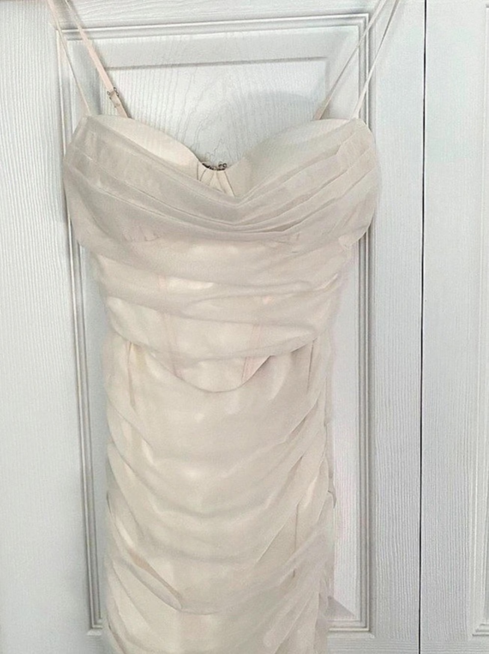 Oh Polly Ruched Mini Dress in Ivory Size 0 NWT